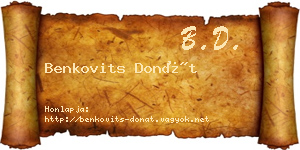 Benkovits Donát névjegykártya
